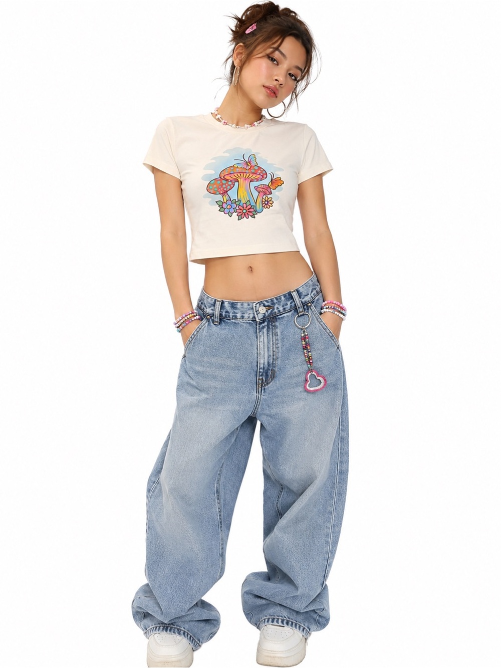 dELiA*s x Dolls Kill Hallucination Station Mushroom Baby Tee S NWT Y2K